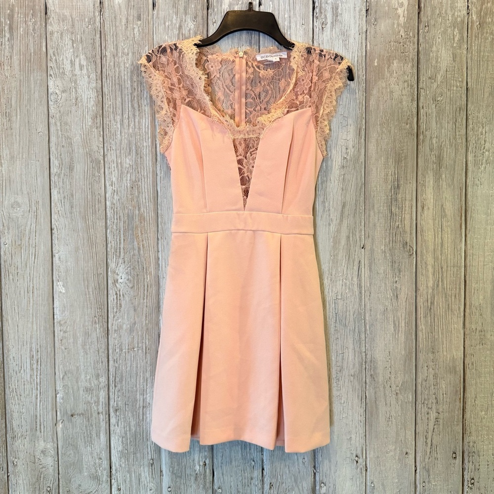 BCBGeneration Blush Lace Mini Dress